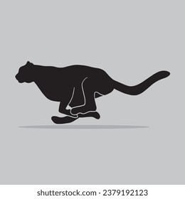 vector silhouette of cheetah running to the left side