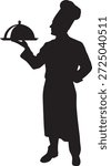 Vector silhouette of a chef in black. Professional cook figure isolated on white background. Perfect for restaurant, cooking, culinary, food service, and design projects.