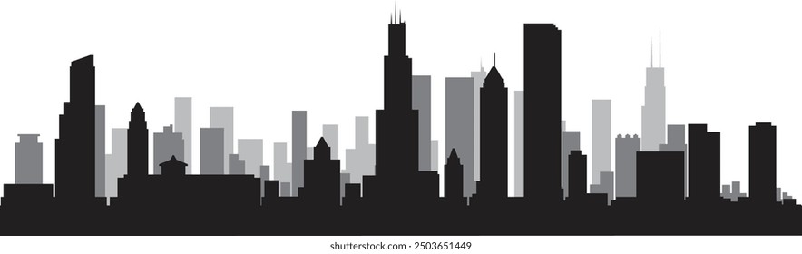 Vector silhouette of Chicago prepared and cleaned