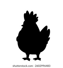 Vector silhouette of a chicken in black, ideal for farm logos, livestock icons, agricultural designs, and graphic elements