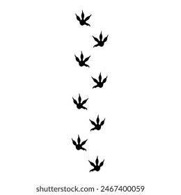 Vector silhouette of chicken footprints on white background. Walking chicken feet pattern for wallpaper, poster, logo.	