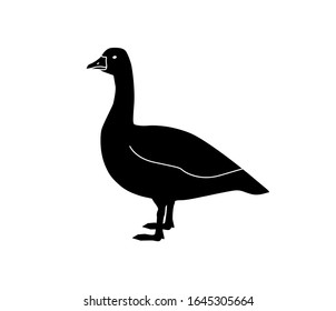Vector silhouette of chicken, rooster, goose. Isolated on white background. For an icon or logo or packaging design