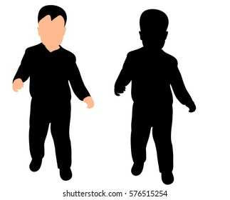 vector silhouette of a child begins to walk 