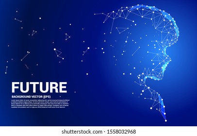Vector silhouette of child from dot connect line polygon . Concept background human future and technology