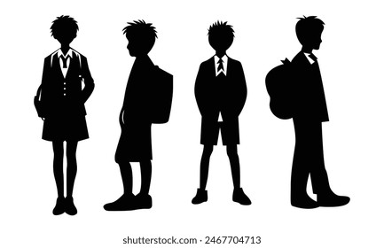 Vector silhouette of child friends boys and girls Vector and Clipart