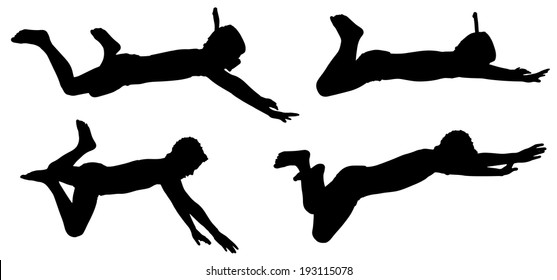 Vector silhouette of a child on a white background.