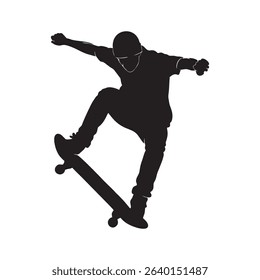 vector silhouette of a child skateboarding