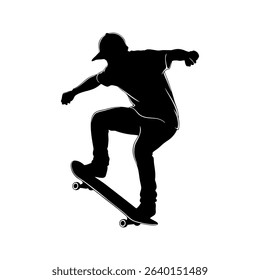 vector silhouette of a child skateboarding