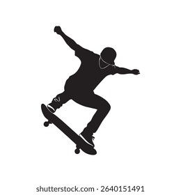 vector silhouette of a child skateboarding