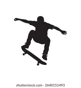 vector silhouette of a child skateboarding