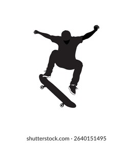 vector silhouette of a child skateboarding