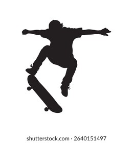 vector silhouette of a child skateboarding