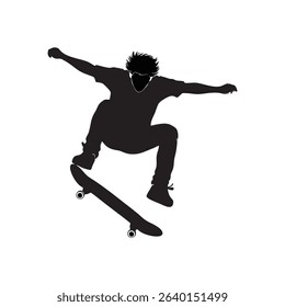 vector silhouette of a child skateboarding