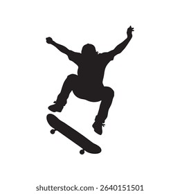 vector silhouette of a child skateboarding