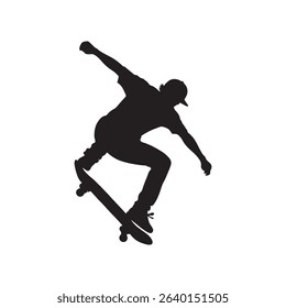 vector silhouette of a child skateboarding