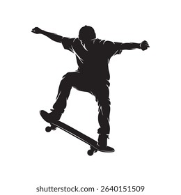 vector silhouette of a child skateboarding
