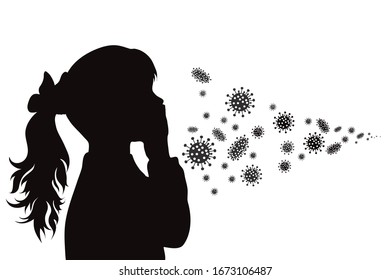 Vektorillustration-Silhouette von kinderreichen Bakterien auf weißem Hintergrund. Symbol der Krankheit und des Coronavirus.