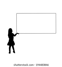 Vector silhouette of a child that holding a white signs.