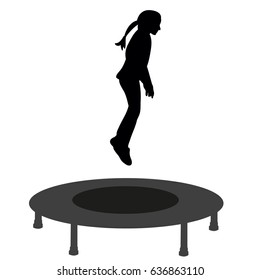 Vector Silhouette Children Jumping On Trampoline Stock Vector (Royalty ...