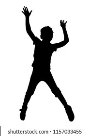 Vector silhouette of children on white background.