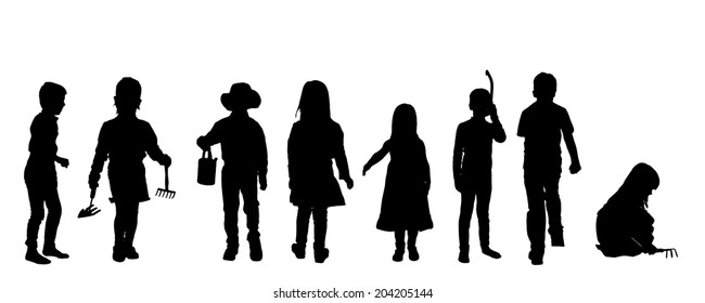 Vector Silhouette Children On White Background Stock Vector (Royalty ...