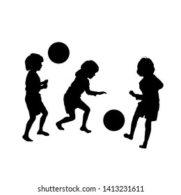 Vector Silhouette Children Playing Soccer Isolated Stock Vector ...