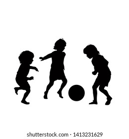 Vector Silhouette Children Playing Soccer Isolated Stock Vector ...