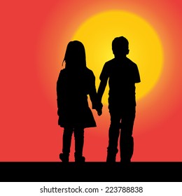 Boy And Girl Sunset Stock Illustrations Images Vectors Shutterstock