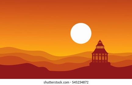 Vector silhouette of a chinese pavilion