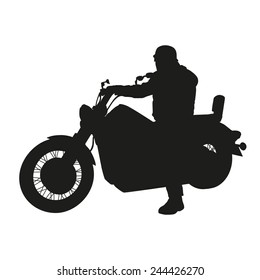 Vector Silhouette Of Chopper Motorbike