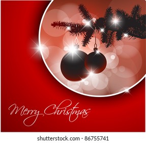 Vector silhouette of a Christmas tree with bulbs and place for your text