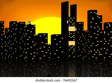 vector silhouette of city