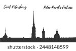 Vector silhouette of the city building. Famous travel building. Saint Petersburg travelling. Peter-Pavel