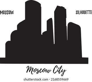 Vector silhouette of the city building  Moscow city center. Famous travel sightseeing. Moscow architecture. Moscow most famous place to visit