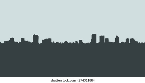 Vector Silhouette of City Buildings. Landscape, View, Panorama.