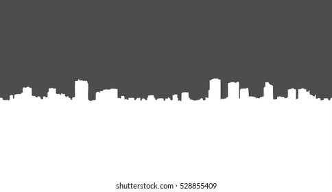 Silueta vectorial de los edificios de la ciudad. Paisaje, Vista, Panorama.