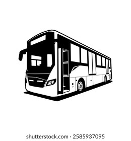 vector silhouette city bus transportation