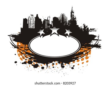 Vector silhouette of city, and grungy things