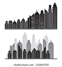 vector silhouette city icons set on white ,vector illustration