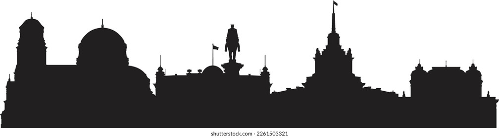 Vector silhouette of the city of Sofia, prepared and cleaned