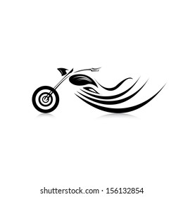 vector Silhouette of classic motorcycle with fire wings