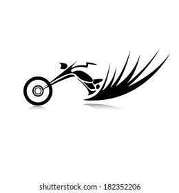 vector Silhouette of classic motorcycle with fire wings. motorcycle icon