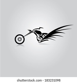 vector Silhouette of classic motorcycle with fire wings. motorcycle icon