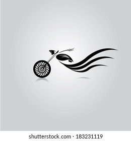 vector Silhouette of classic motorcycle with fire wings. motorcycle icon