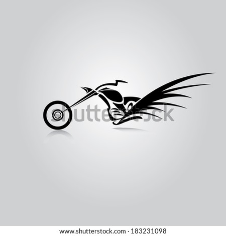 vector Silhouette of classic motorcycle with fire wings. motorcycle icon