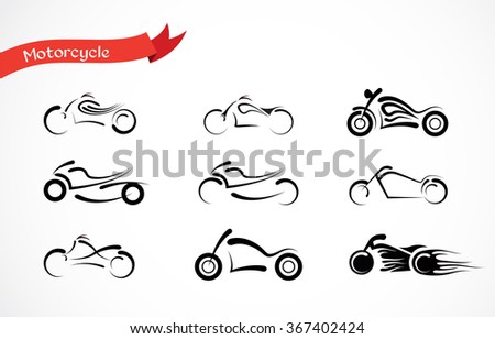 vector Silhouette  of classic motorcycle.  icon collection