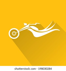 vector Silhouette of classic motorcycle on orange background. motorcycle flat icon