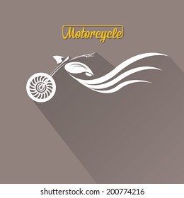 vector Silhouette of classic motorcycle on grey background. motorcycle flat icon