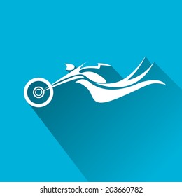 vector Silhouette of classic motorcycle on blue background. motorcycle flat icon. freedom concept