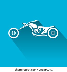 vector Silhouette of classic motorcycle on blue background. motorcycle flat icon. freedom concept